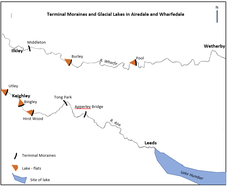 Fig 40 Terminal Moraines and Glacial Lakes in Airedale and Wharfedale 