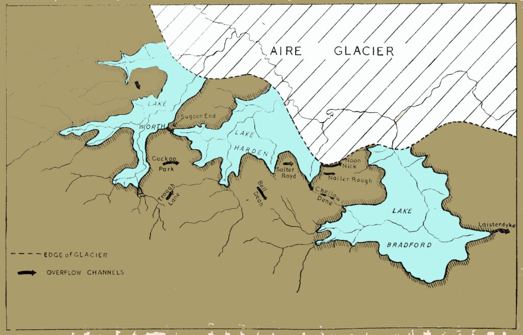 Fig 41 Glacial Lakes and Overflow Channels around Bradford